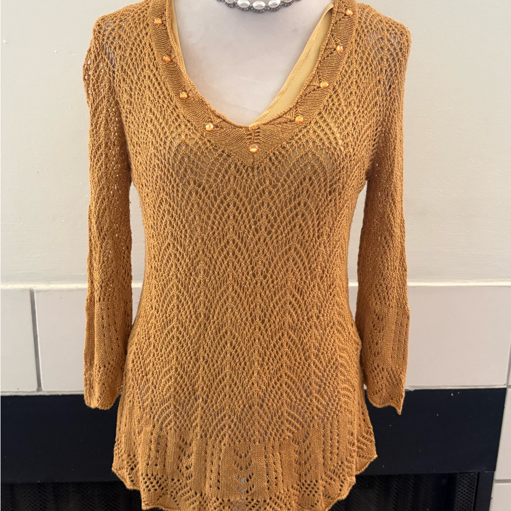 Vtg Joseph A Brand Mustard Knit Tunic Vtg Joseph A Brand Mustard Knit Tunic